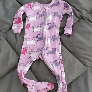 Purple baby girl sleeper with horses